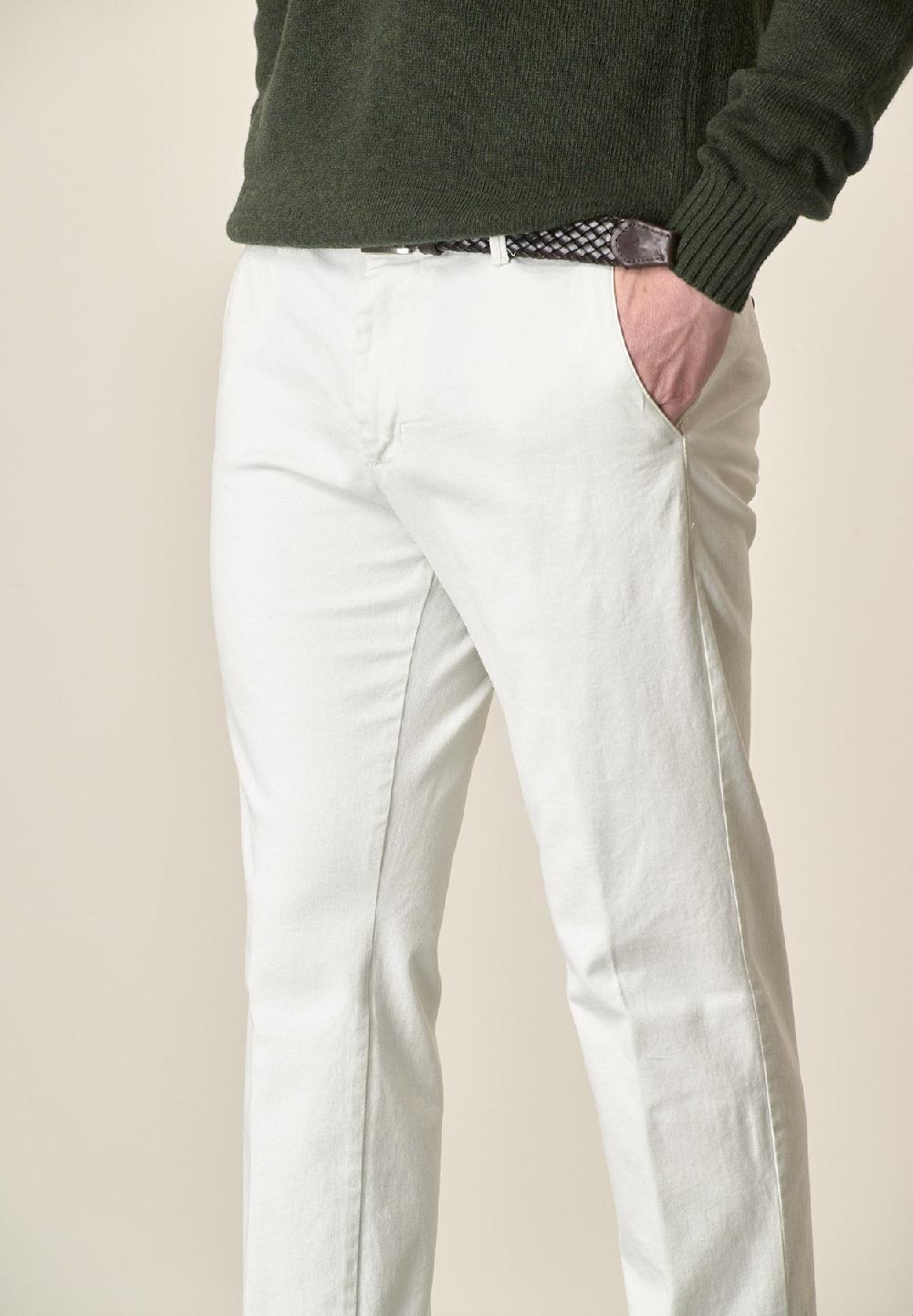 Angelico Pantalone panna gabardina cotone stretch slim fit Convenienza