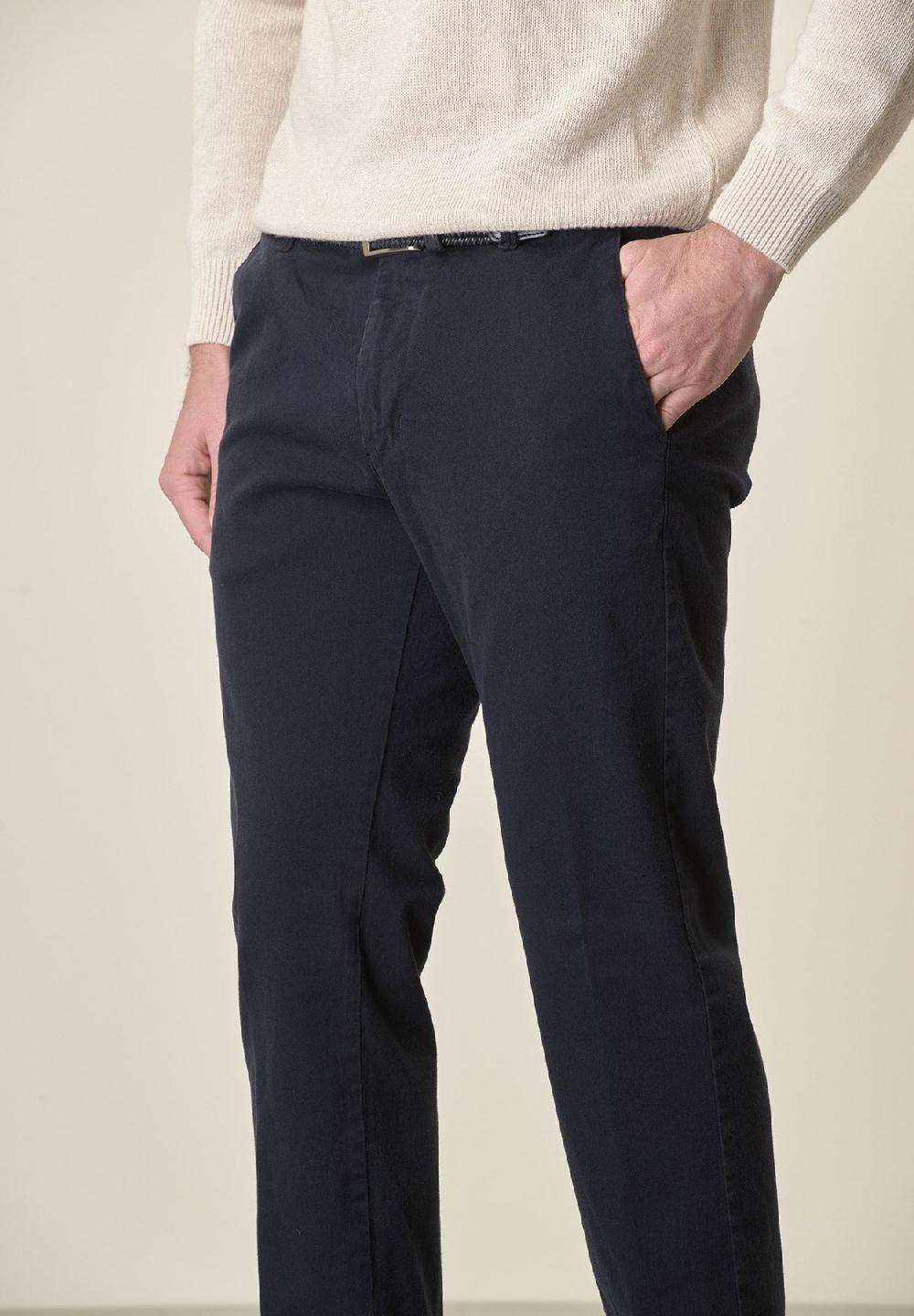 Angelico Pantalone blu gabardina cotone stretch slim fit Presa