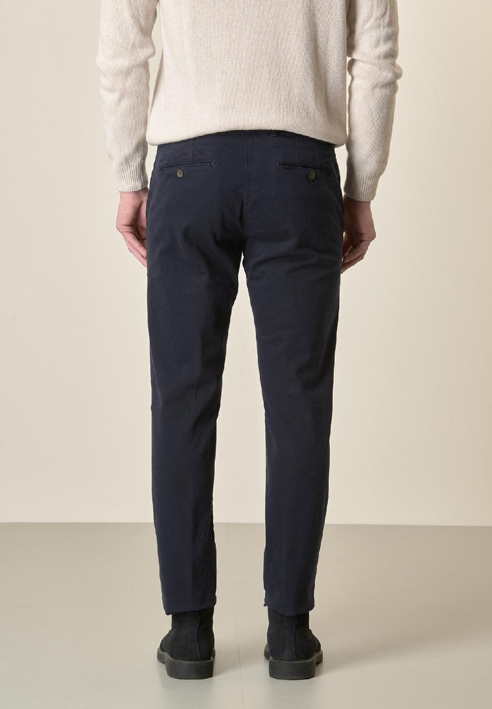 Angelico Pantalone blu gabardina cotone stretch slim fit Presa