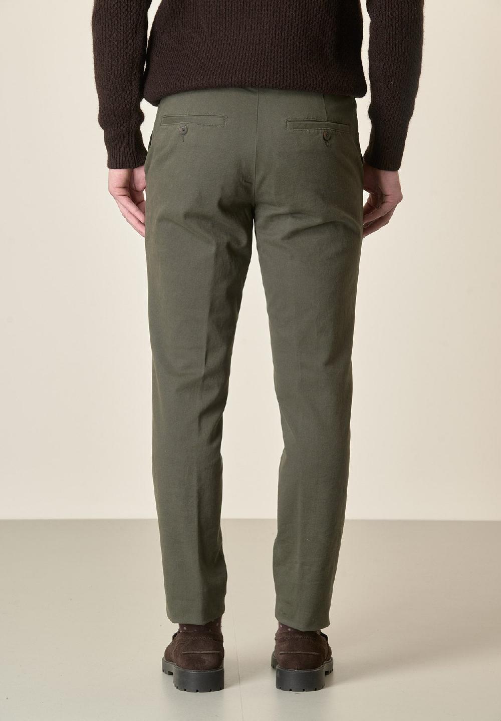 Angelico Pantalone verde militare sartoriale gabardina cotone regular fit Sconto