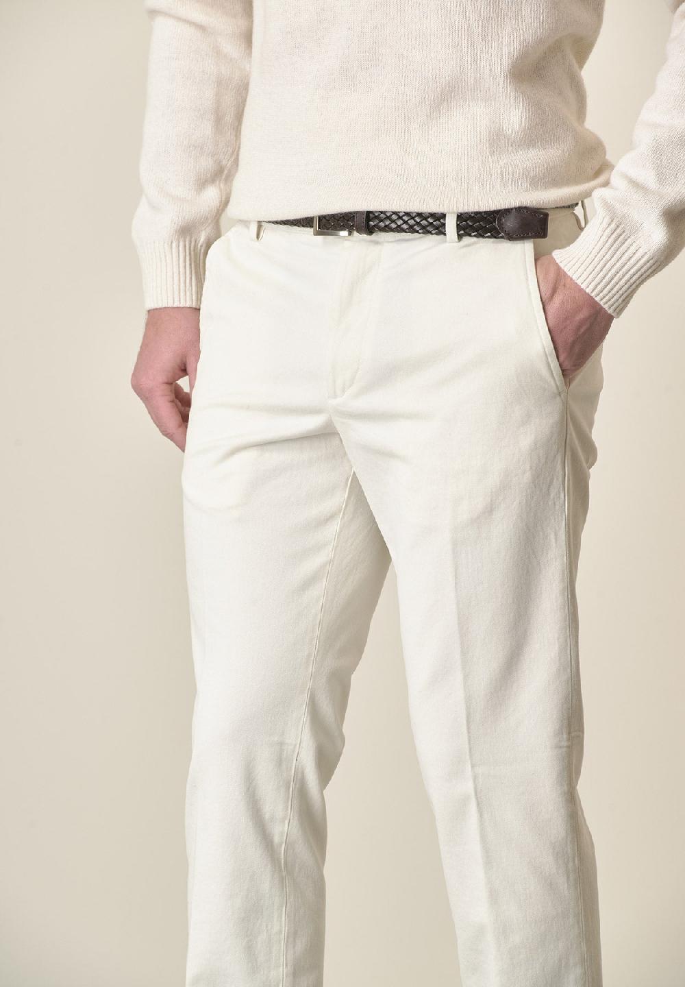 Angelico Pantalone burro sartoriale gabardina cotone regular fit Economico