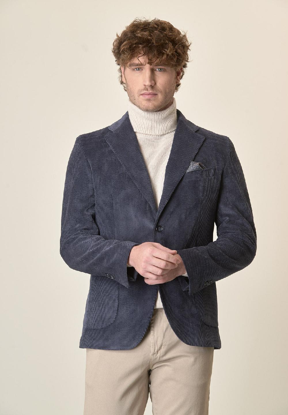 Angelico Giacca blu velluto Outlet