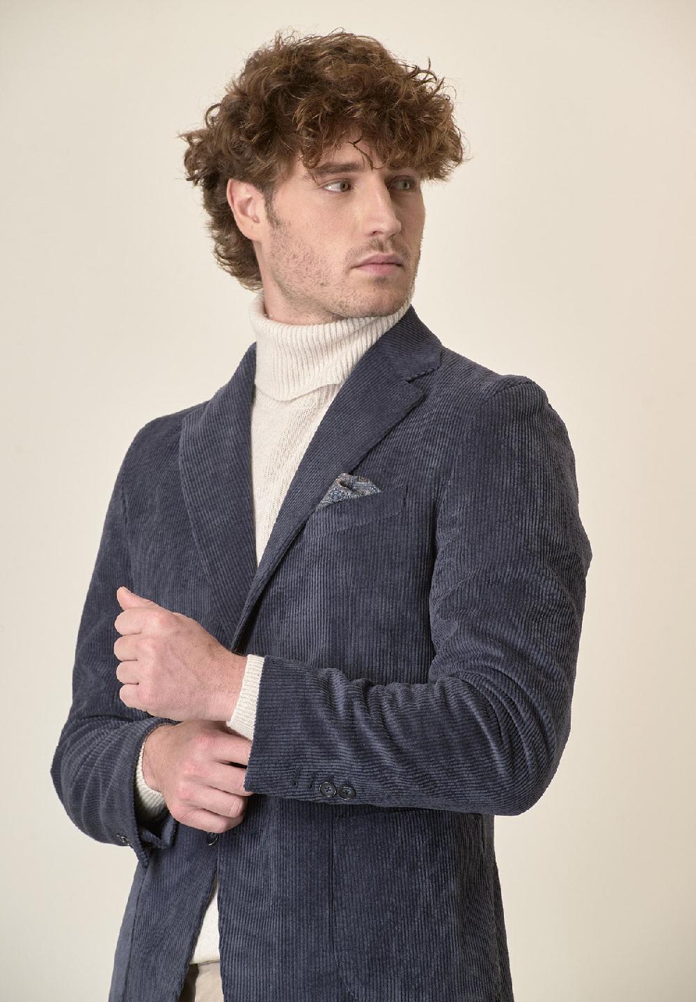 Angelico Giacca blu velluto Outlet