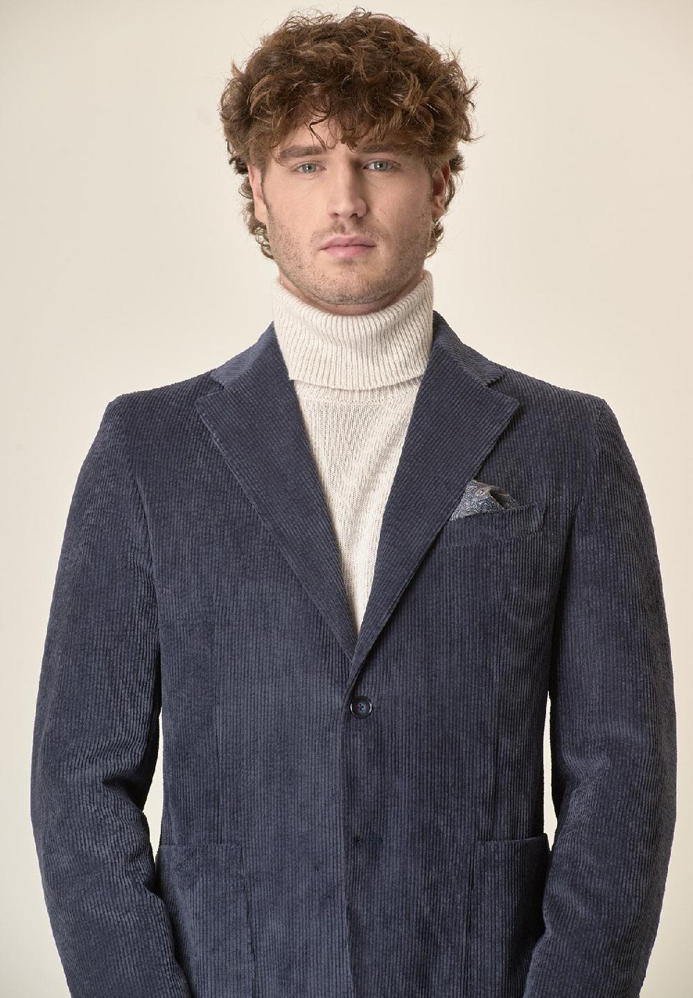 Angelico Giacca blu velluto Outlet