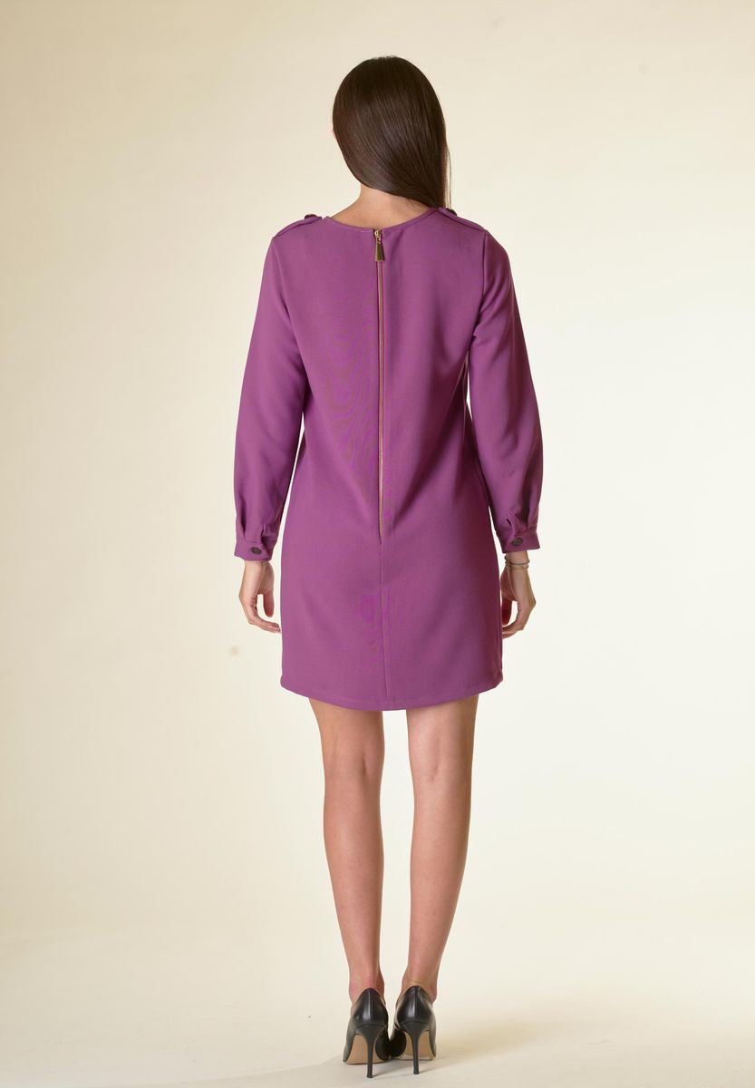 Angelico Vestito ciclamino corto crepe con taschini Saldi Di Fabbrica