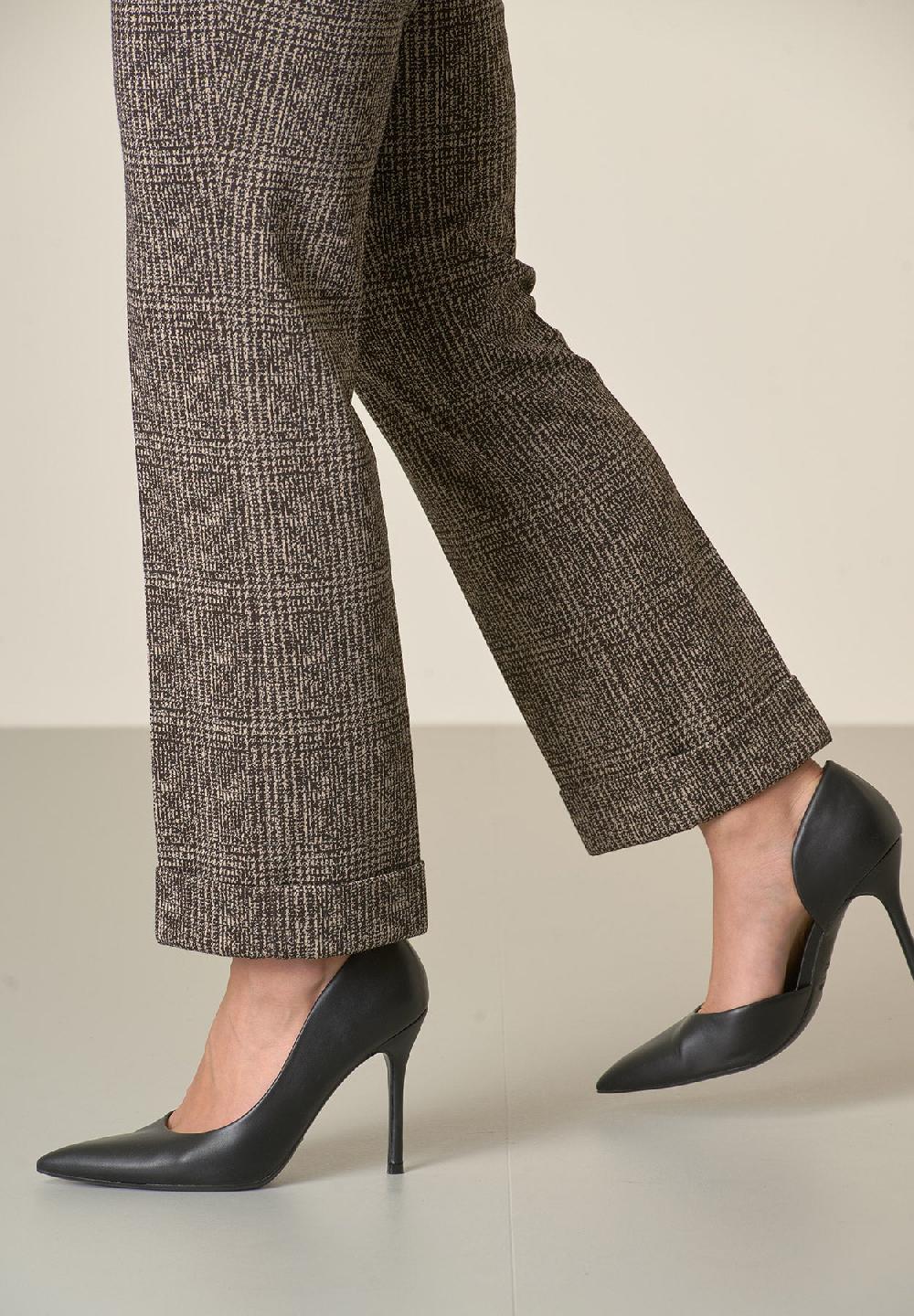 Angelico Pantalone grigio scuro quadri con risvolto Vendite Flash