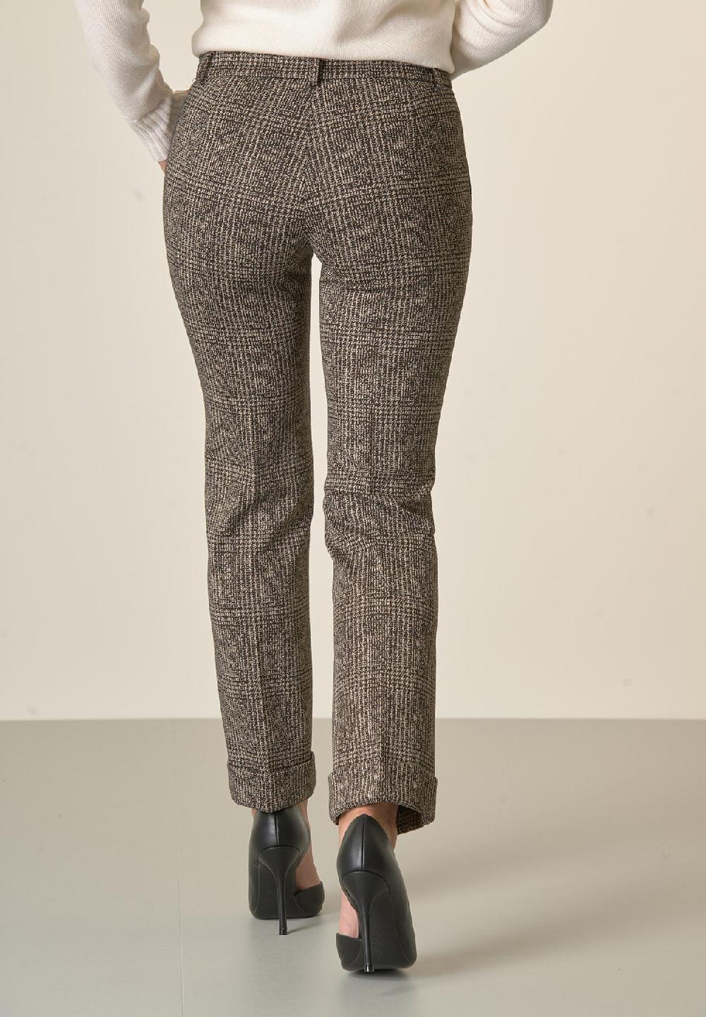 Angelico Pantalone grigio scuro quadri con risvolto Vendite Flash