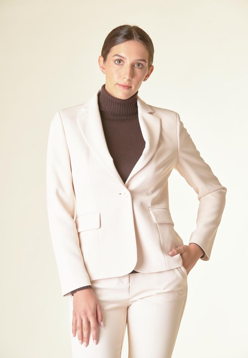 Angelico Giacca panna 1 bottone crepe sciancrata Moda
