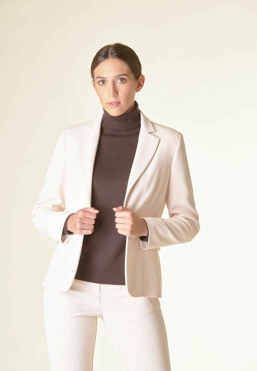 Angelico Giacca panna 1 bottone crepe sciancrata Moda