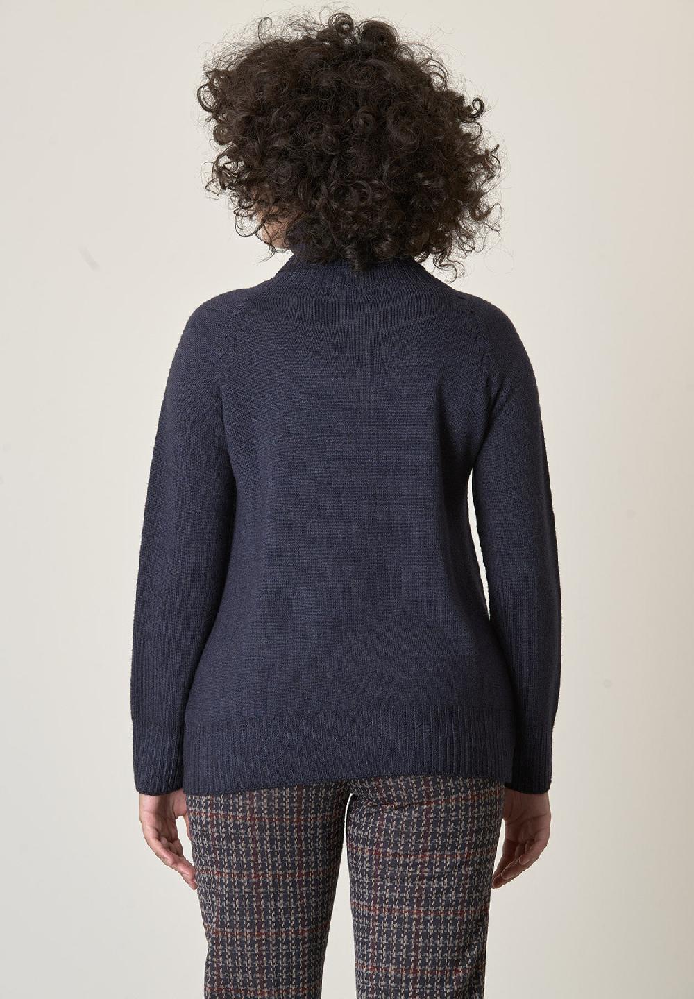 Angelico Dolcevita blu lana merinos treccia raglan Spedizione gratuita
