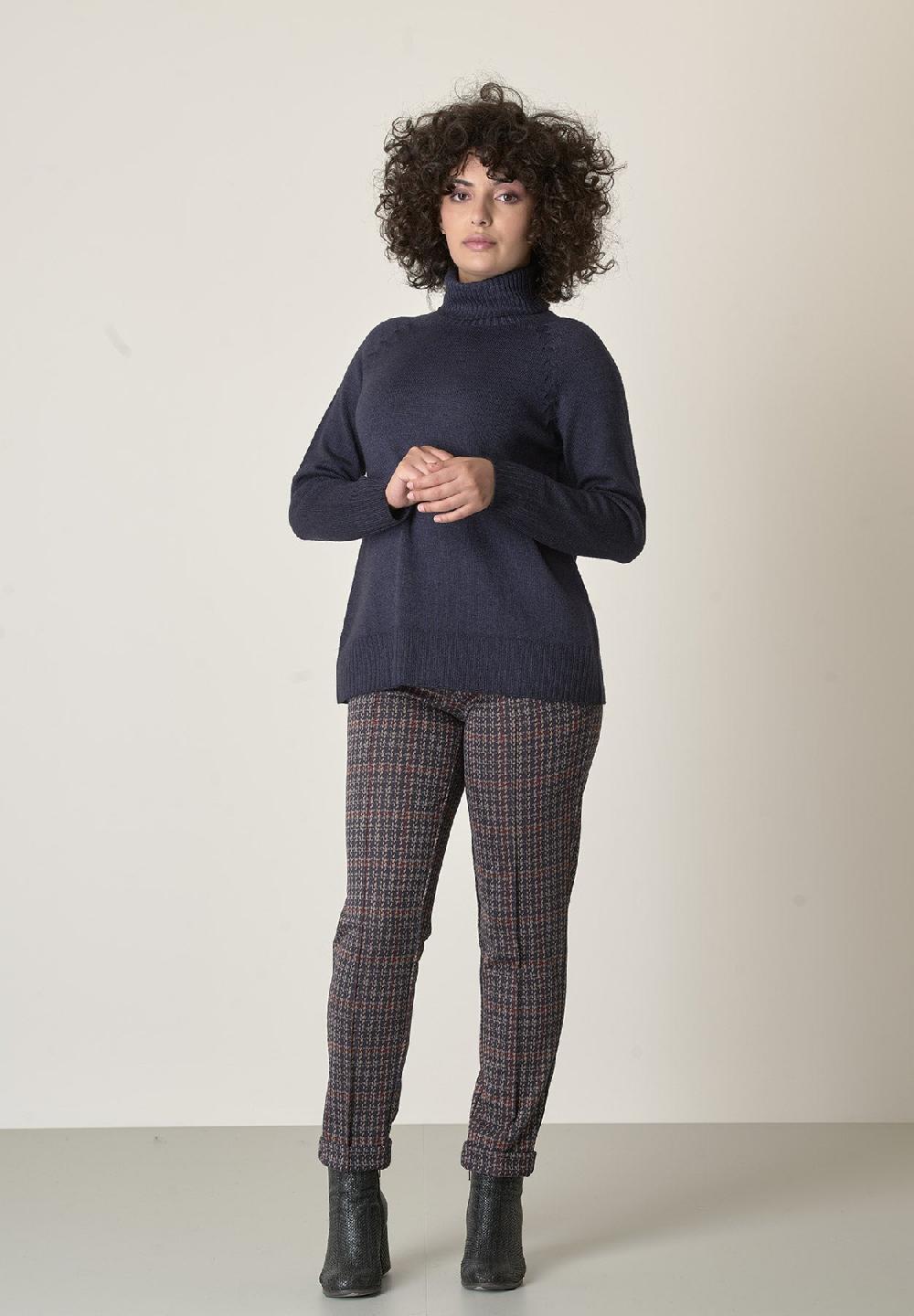 Angelico Dolcevita blu lana merinos treccia raglan Spedizione gratuita