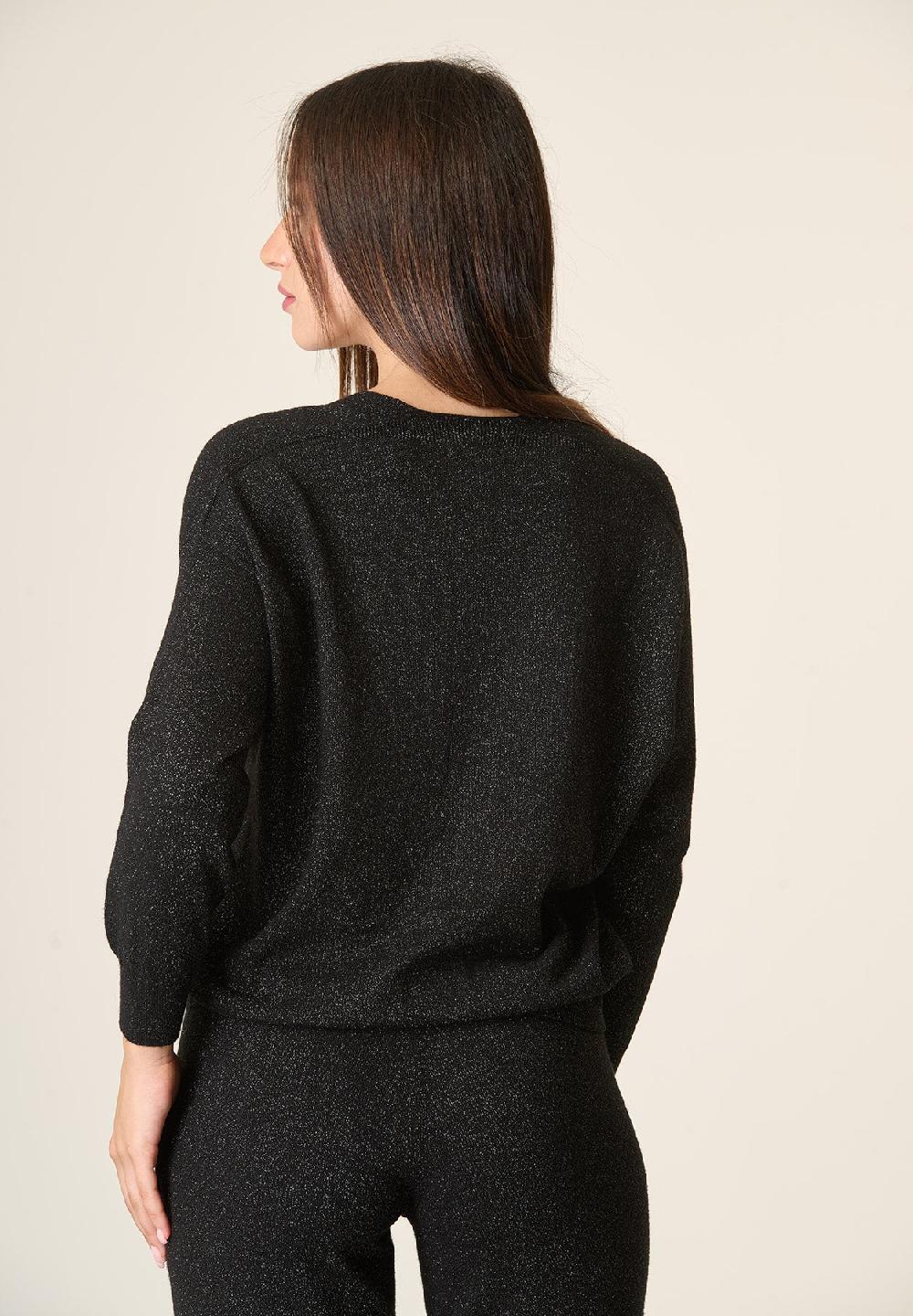 Angelico Cardigan nero lurex oversize Prezzo di fabbrica