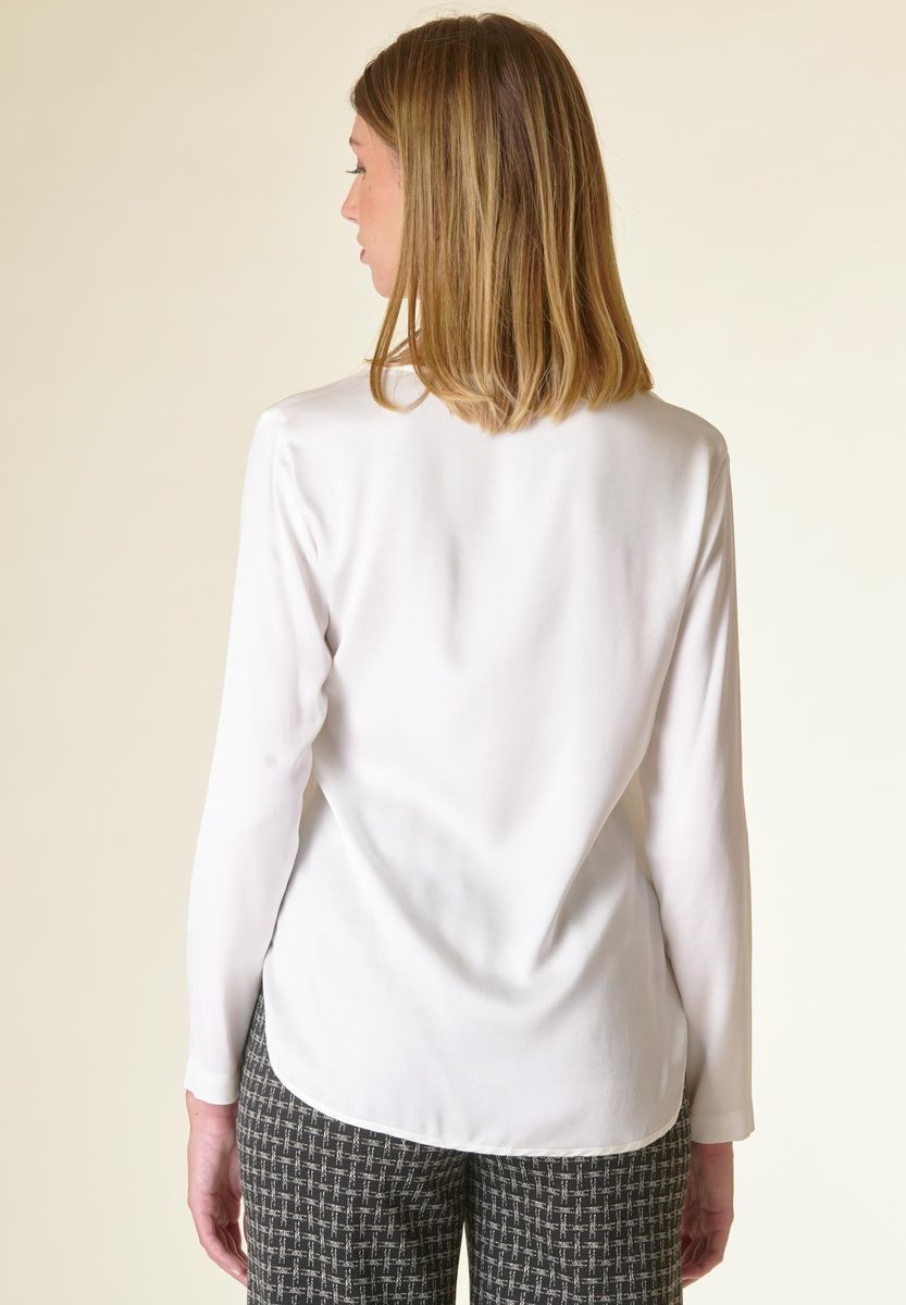 Angelico Blusa panna manica lunga raso viscosa Offerta speciale
