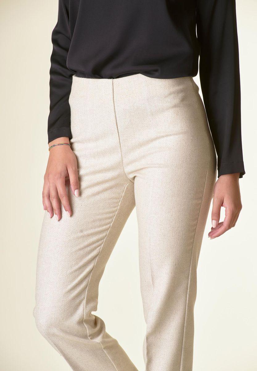 Angelico Pantalone beige spigato sigaretta lana Comprare a buon mercato