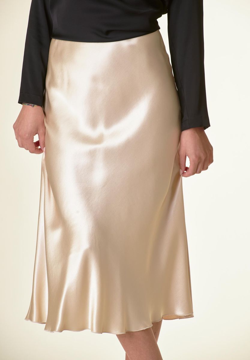 Angelico Longuette avorio satin svasata Fornitura limitata