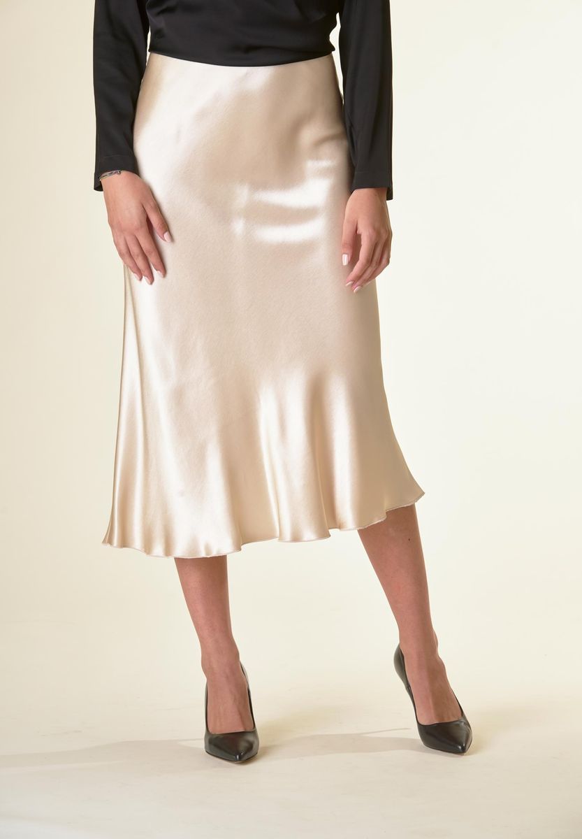 Angelico Longuette avorio satin svasata Fornitura limitata