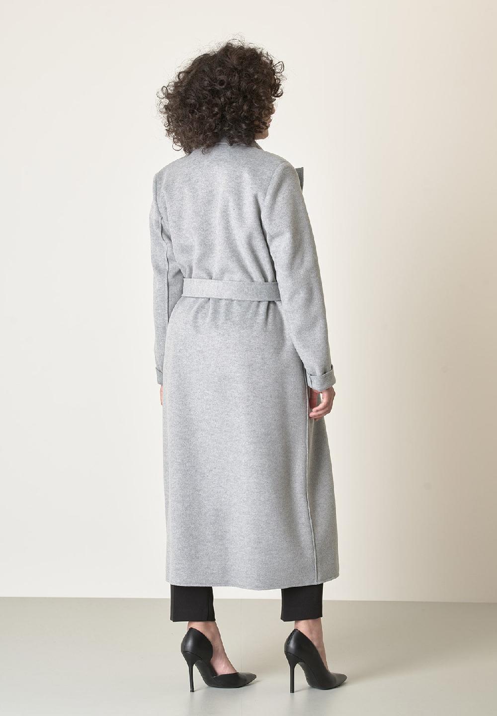 Angelico Cappotto grigio chiaro taglio vivo con cintura Shopping online