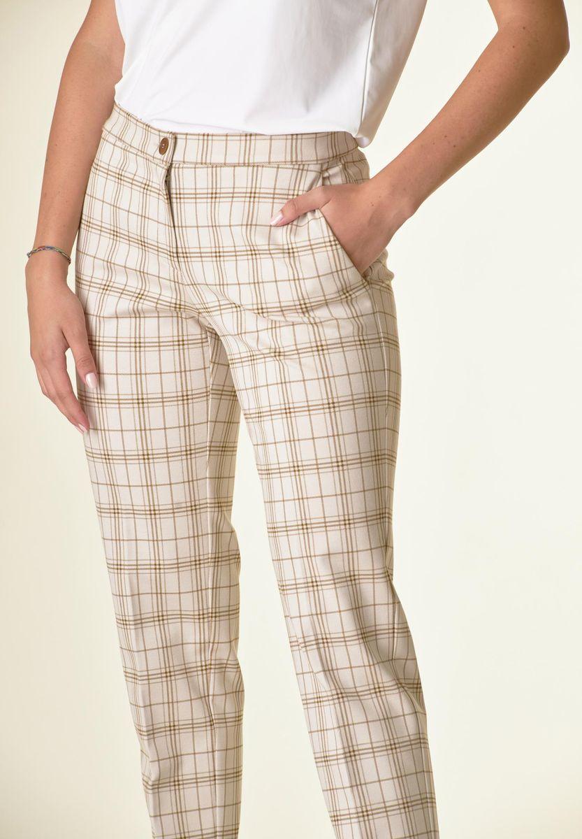 Angelico Pantalone panna quadri sigaretta risvolto Cyber Monday