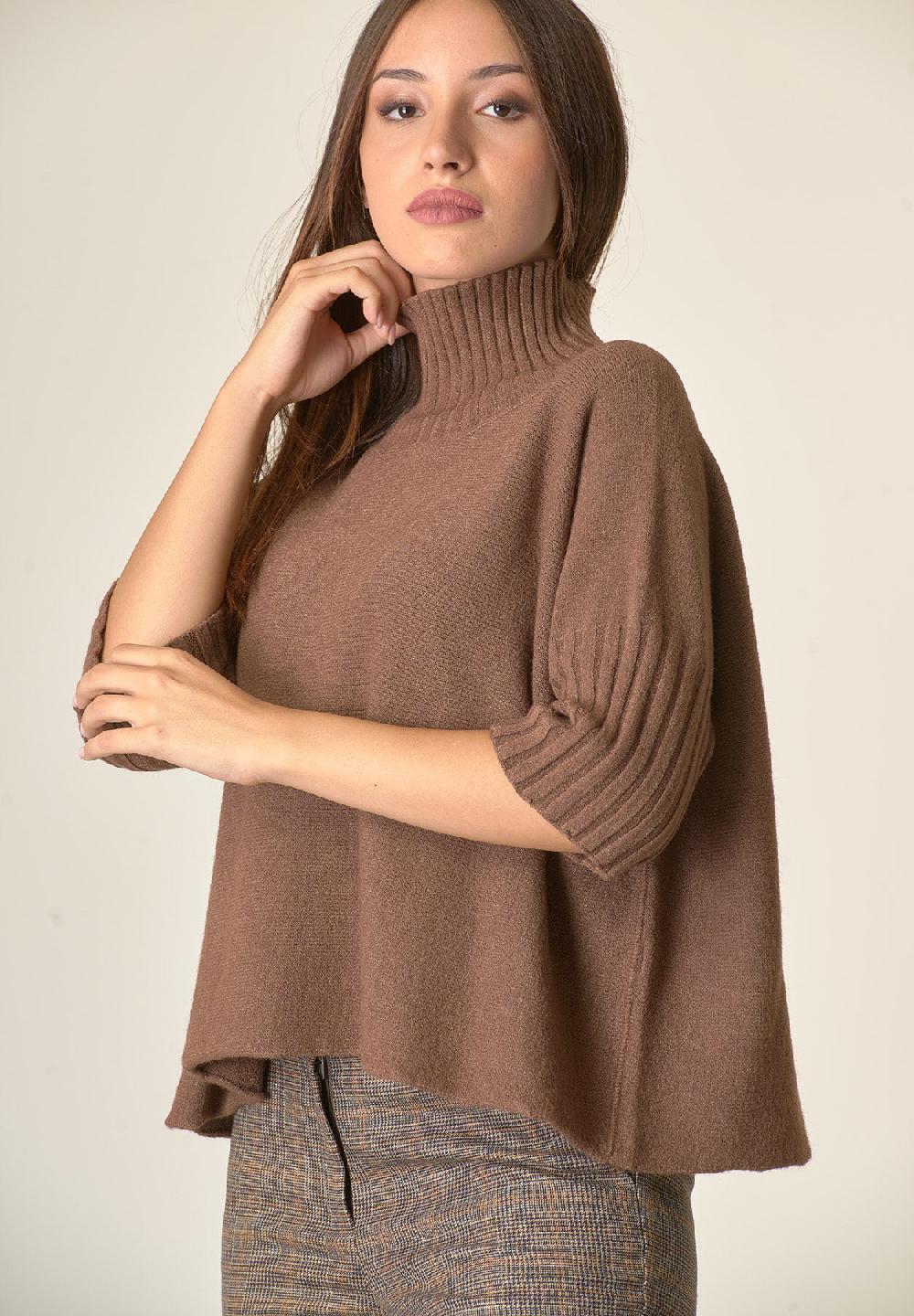 Angelico Lupetto marrone soft manica 3/4 Offerta Pasqua