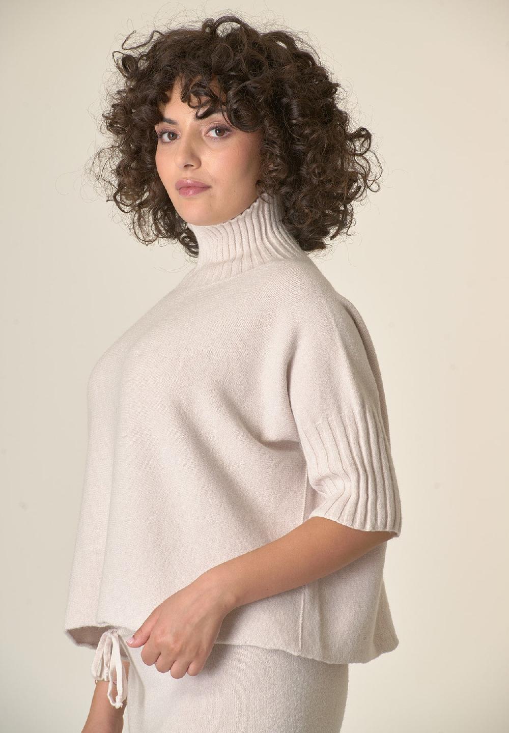 Angelico Lupetto avorio soft manica 3/4 Smaltimento dello stoccaggio