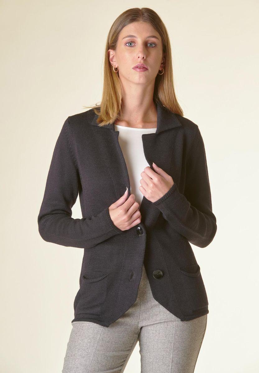 Angelico Cardigan nero 3 bottoni merino Lana-Gatto Latest fashion
