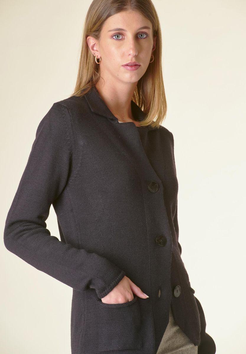 Angelico Cardigan nero 3 bottoni merino Lana-Gatto Latest fashion
