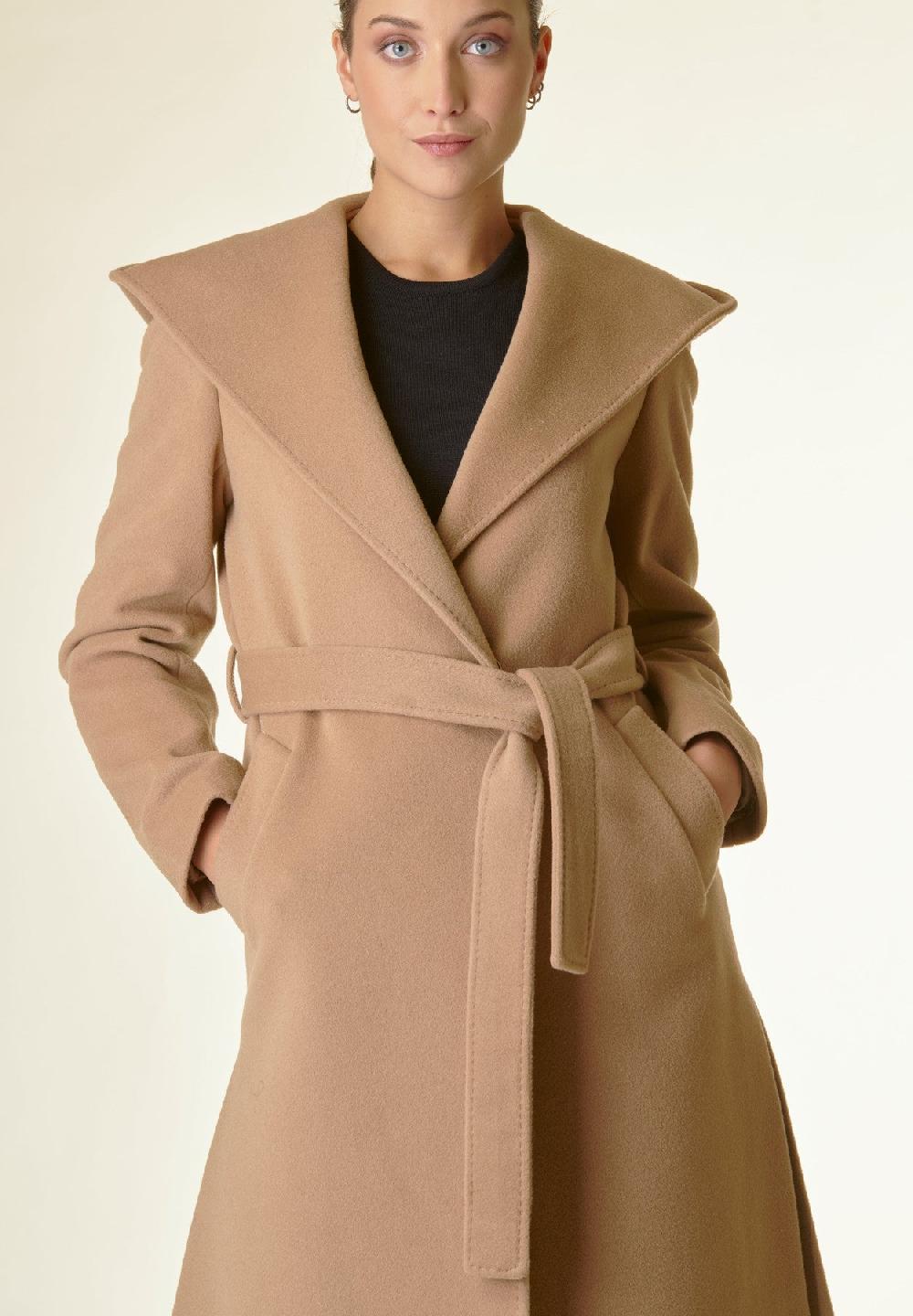 Angelico Cappotto cammello lana cashmere cappuccio Offerte giornaliere
