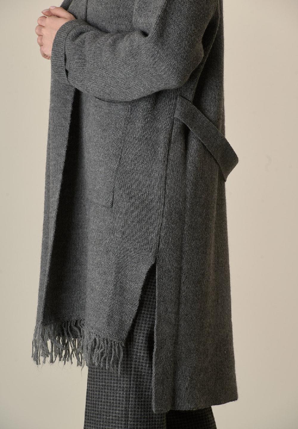 Angelico Cappotto in maglia antracite misto cashmere con frange Prezzo basso
