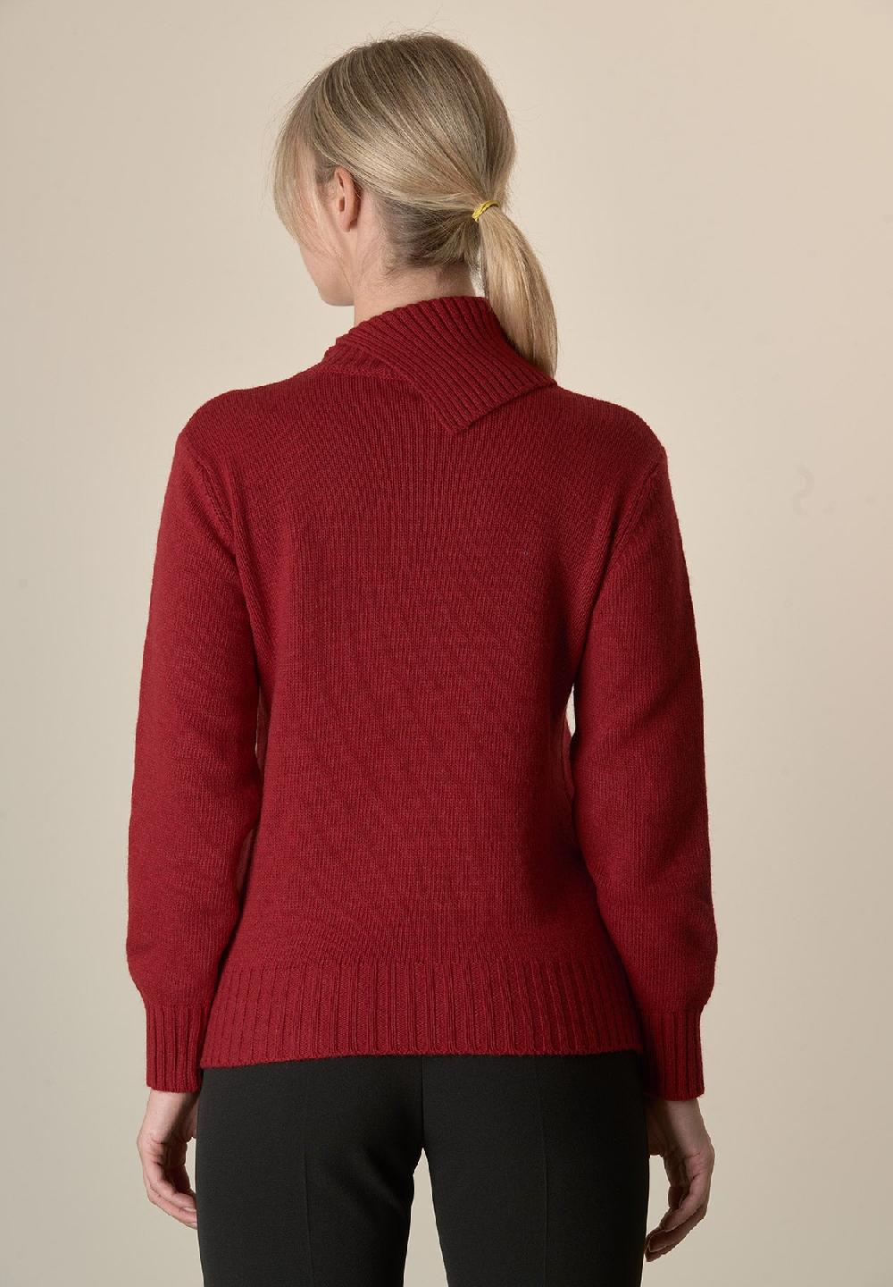 Angelico Maglia rossa collo spaccato treccia misto cashmere Ritorno libero