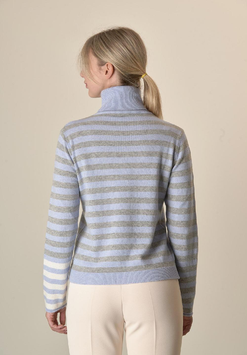 Angelico Dolcevita azzurro grigio righe misto cashmere ACQUISTA ORA