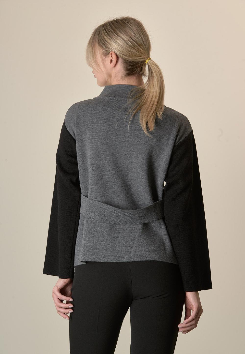 Angelico Giacca in maglia grigio nero collo coreano Latest stili