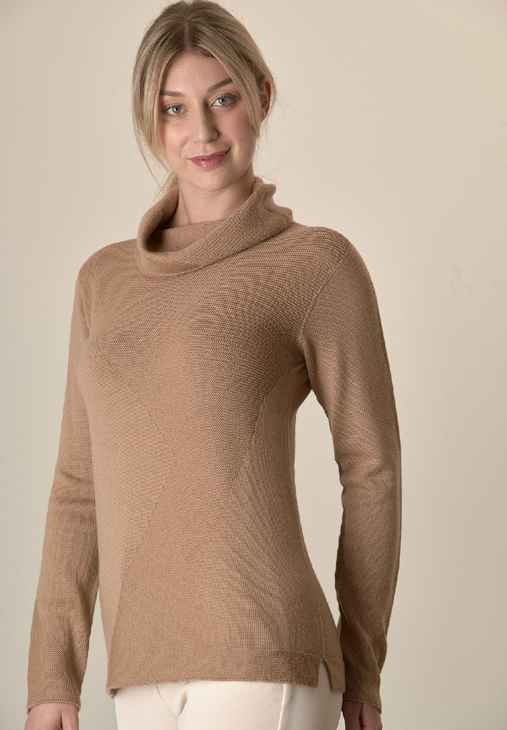 Angelico Maglia cammello collo anello operata lana merinos Fino al 65% di sconto