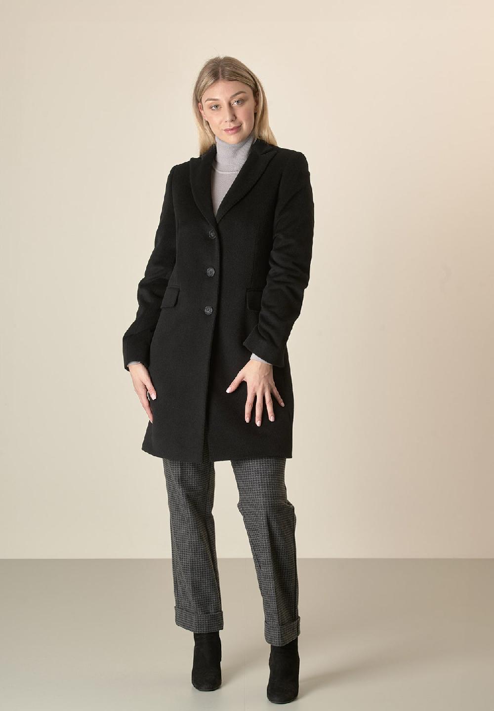 Angelico Cappotto nero baronetto lana vergine cashmere Only for today