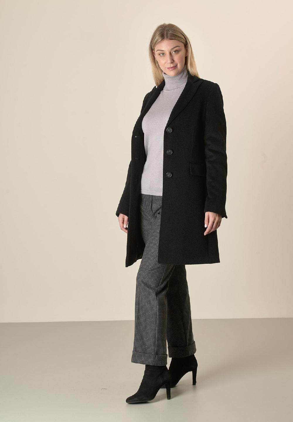 Angelico Cappotto nero baronetto lana vergine cashmere Only for today