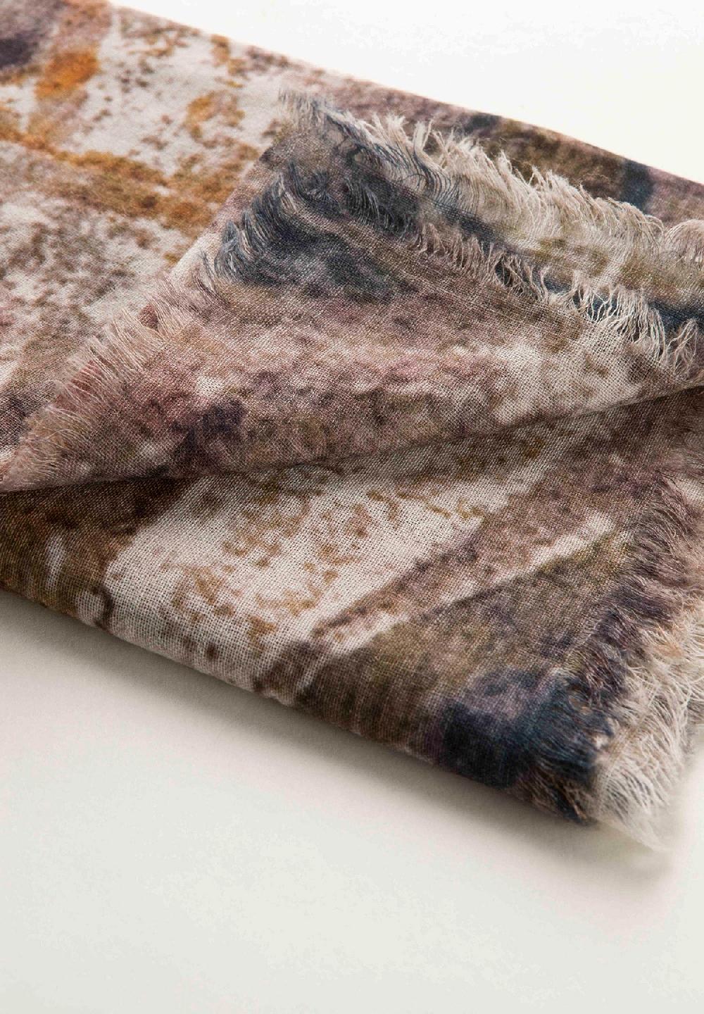 Angelico Stola beige arancione fantasia astratta lana frange 50% di sconto con spedizione gratuita