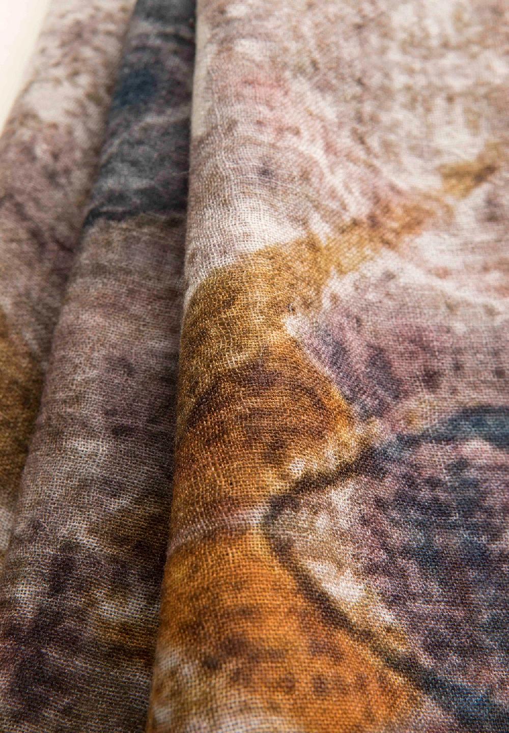 Angelico Stola beige arancione fantasia astratta lana frange 50% di sconto con spedizione gratuita
