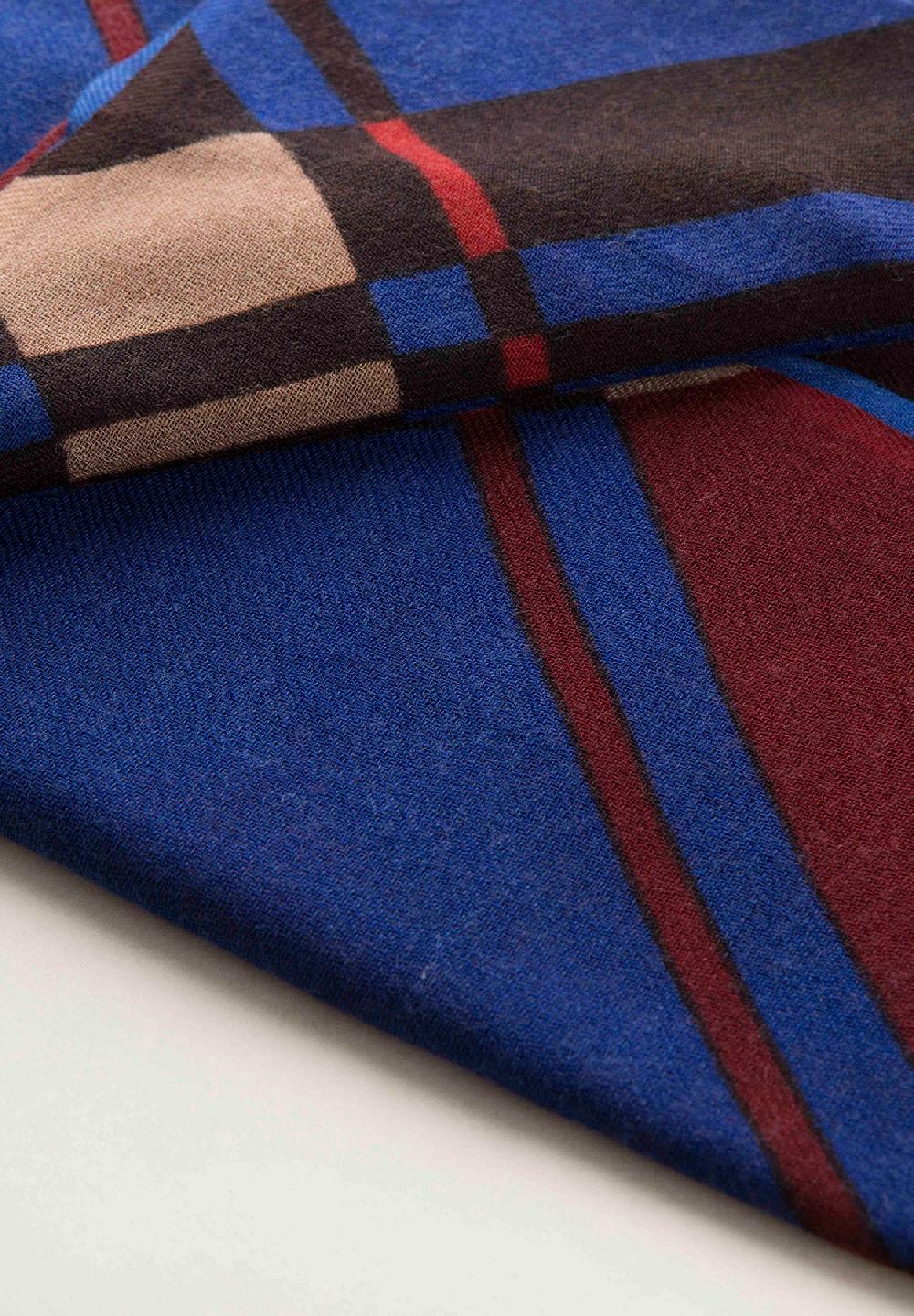Angelico Stola blu moro quadri lana frange 50% di sconto per tempo limitato