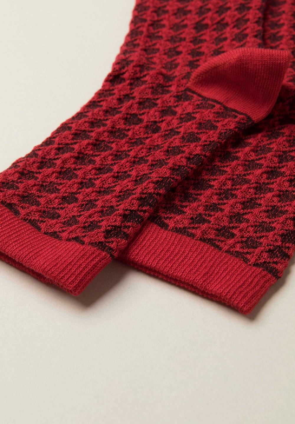 Angelico Calzini rossi Pied de Poule cotone stretch Qualità