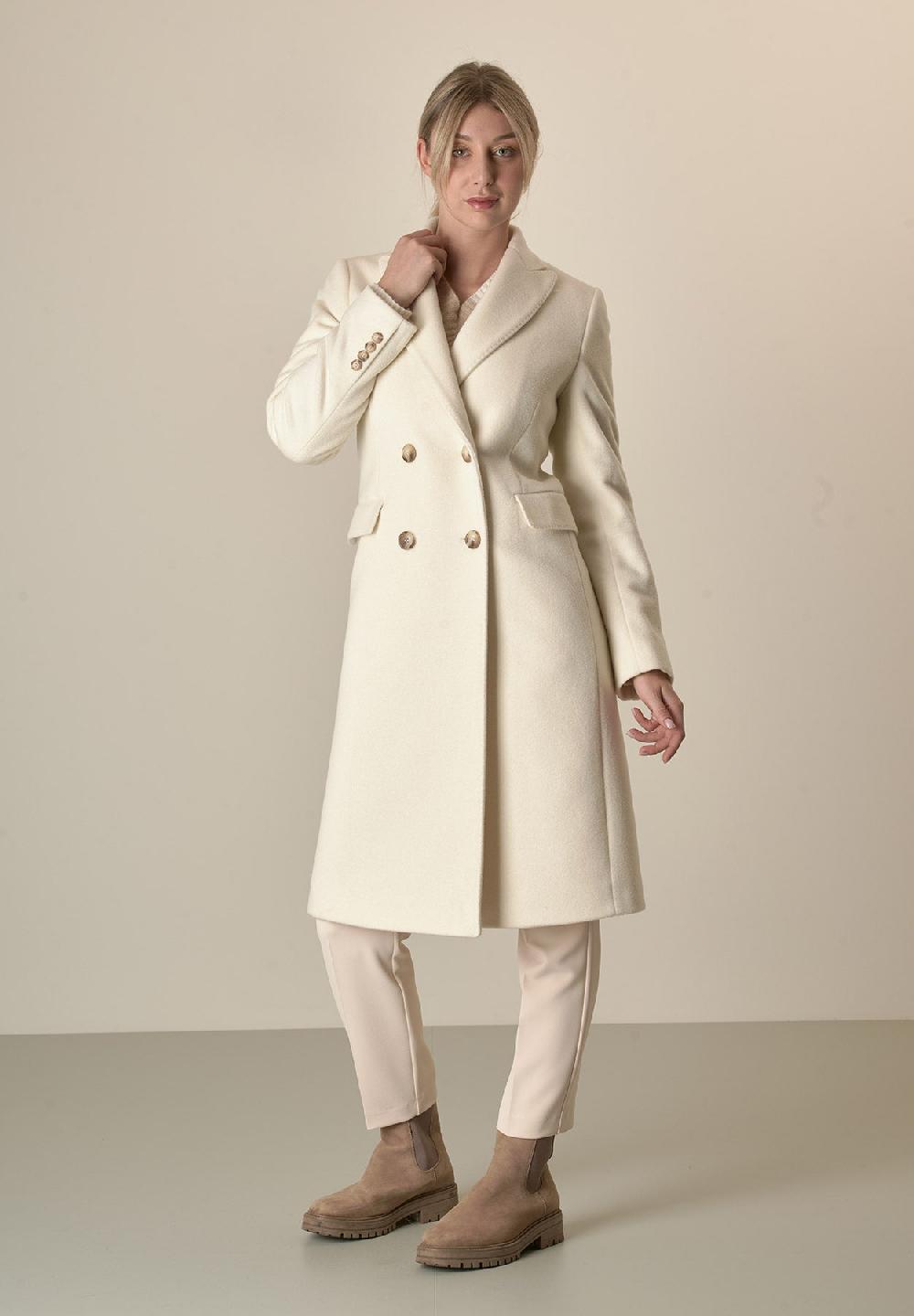 Angelico Cappotto panna doppiopetto lana cashmere Pezzi Unici