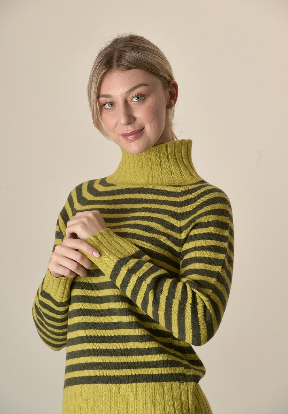 Angelico Lupetto gialla righe misto cashmere Fino Al -60%