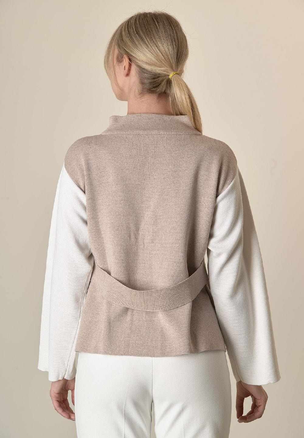 Angelico Giacca in maglia bianco beige collo coreano Shopping Online