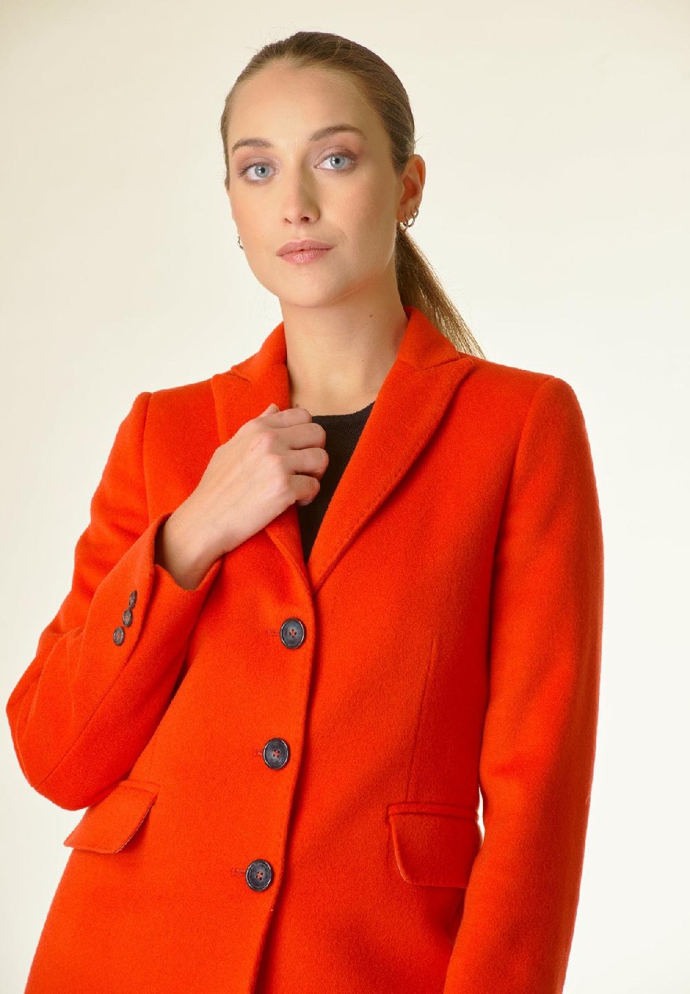 Angelico Cappotto arancione corto lana cashmere In Vendita