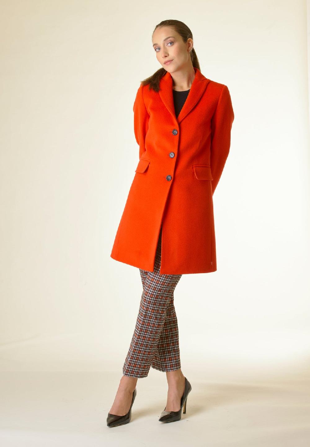 Angelico Cappotto arancione corto lana cashmere In Vendita