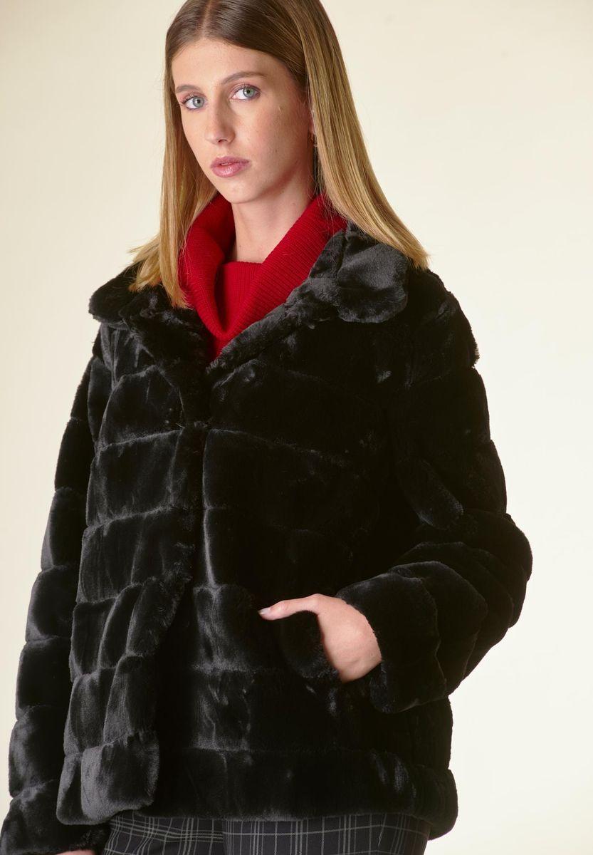 Angelico Eco-pelliccia nera colletto Saldi