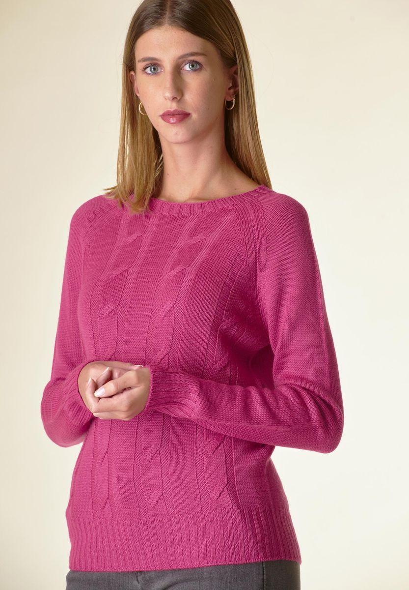 Angelico Maglia fucsia a trecce raglan Vendita Calda