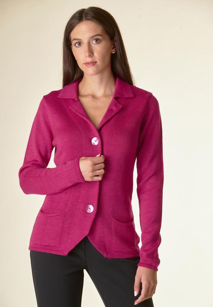 Angelico Cardigan fucsia 3 bottoni merino Lana-Gatto Vendita Economica