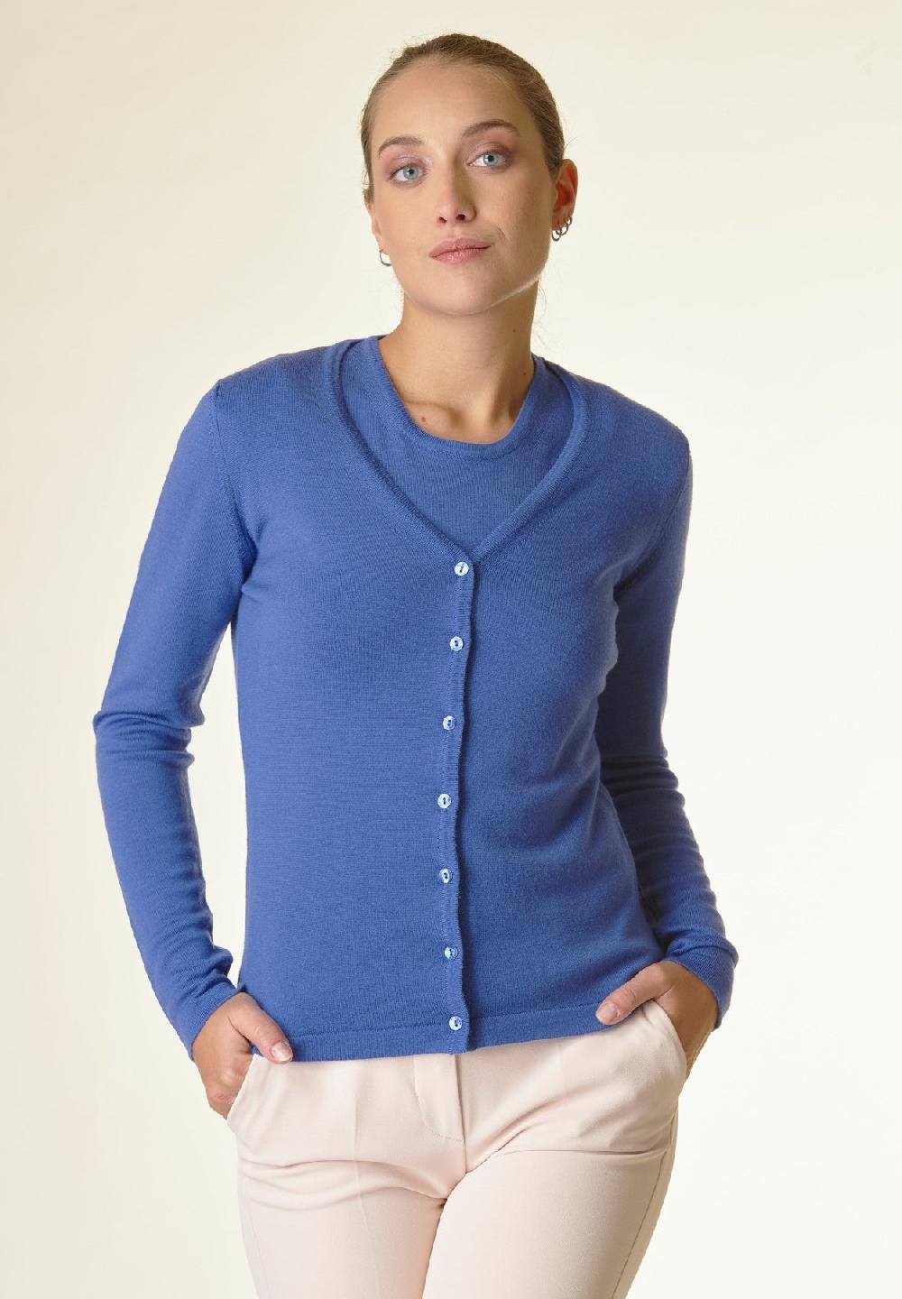 Angelico Cardigan bluette lana merinos Vendite Flash