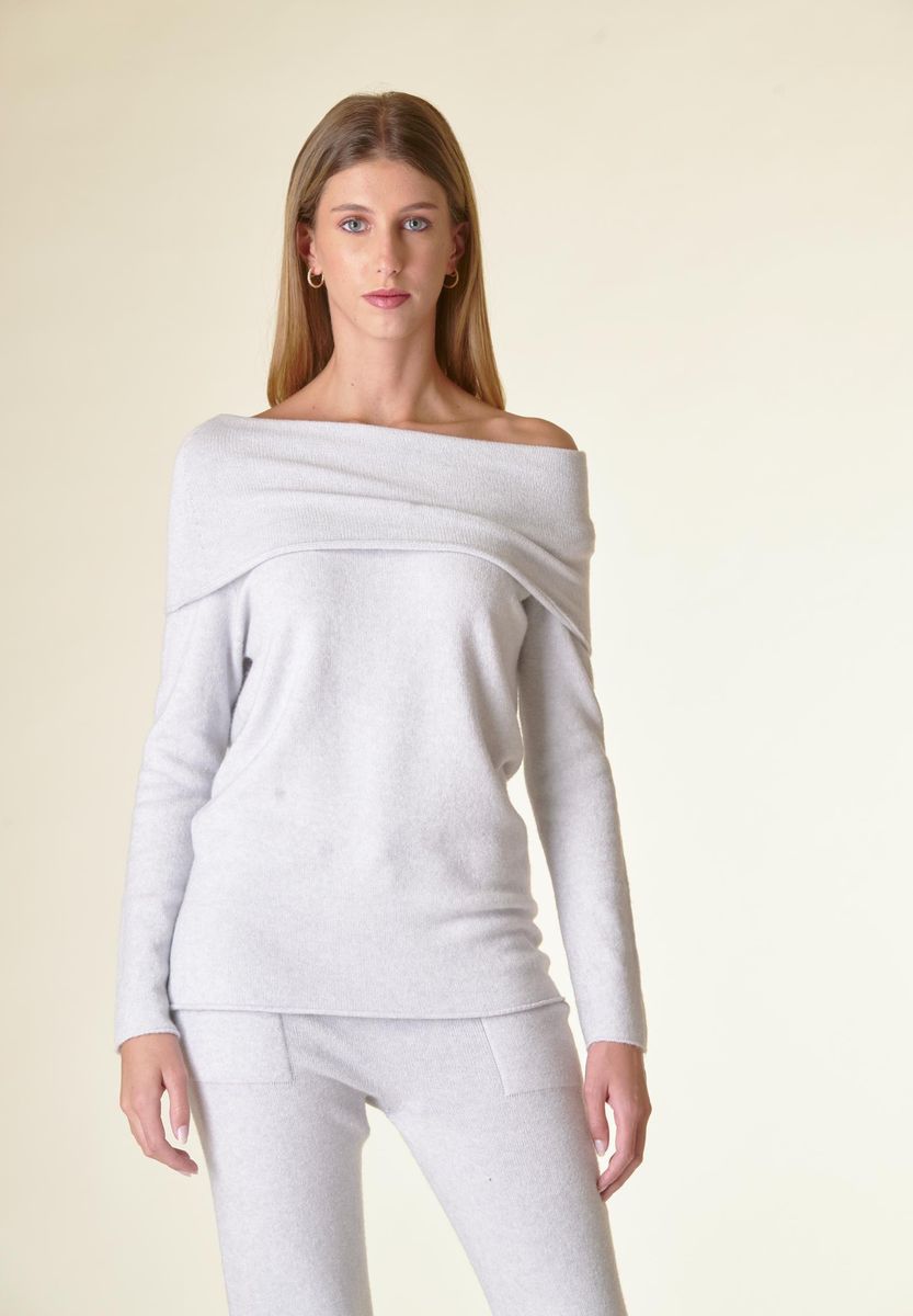 Angelico Maglia perla collo anello viscosa soft Moda