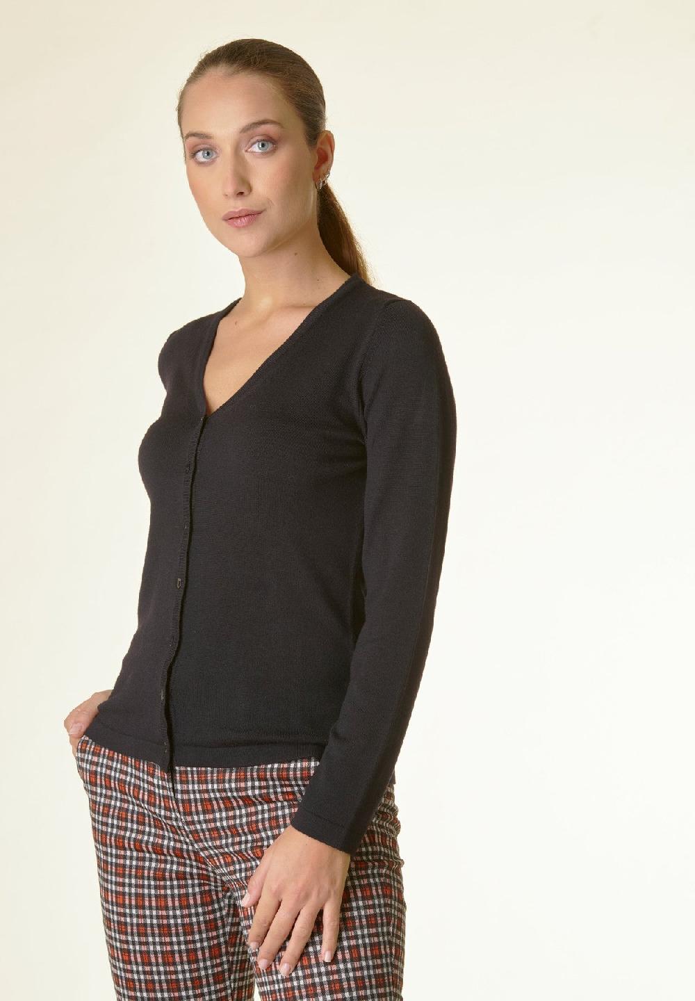 Angelico Cardigan nero lana merinos Sconto di tempo limitato