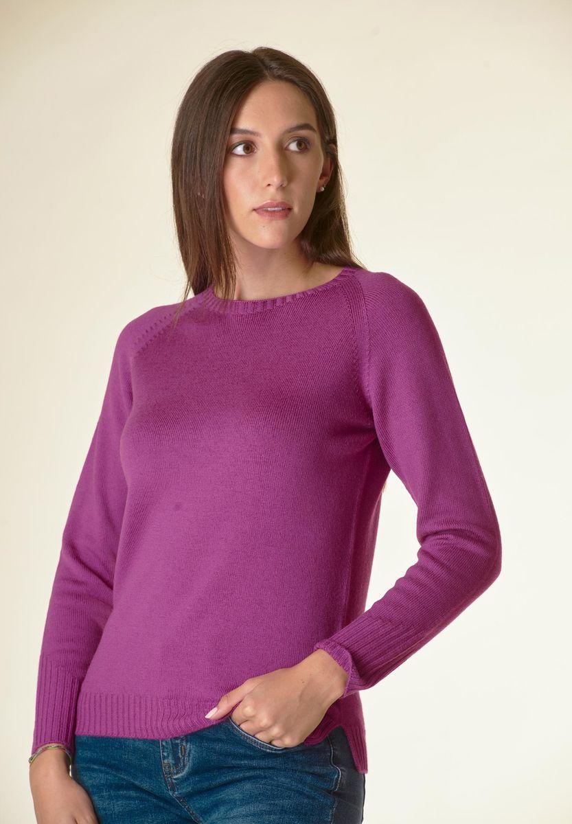 Angelico Maglia ciclamino girocollo raglan Lana-Gatto Offerta speciale